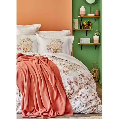 Набор постельное белье с пледом Karaca Home - Elsira blush