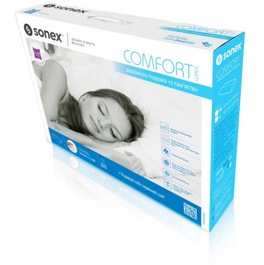 Ортопедична подушка Sonex з ефектом пам'яті Comfort Wave