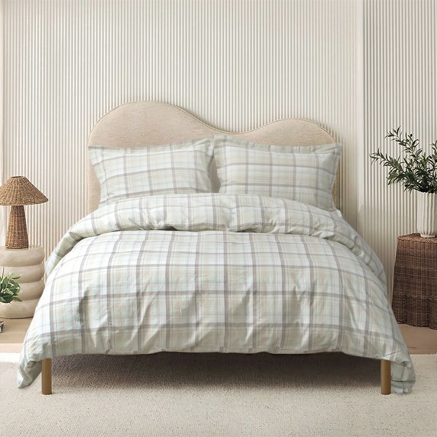 Постельное белье вареный хлопок Lotus Home Premium - Checked Madras бежевый