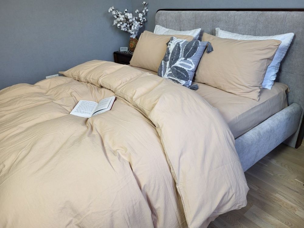Постельное белье вареный хлопок Комфорт Текстиль Beige, LUXURY Washed