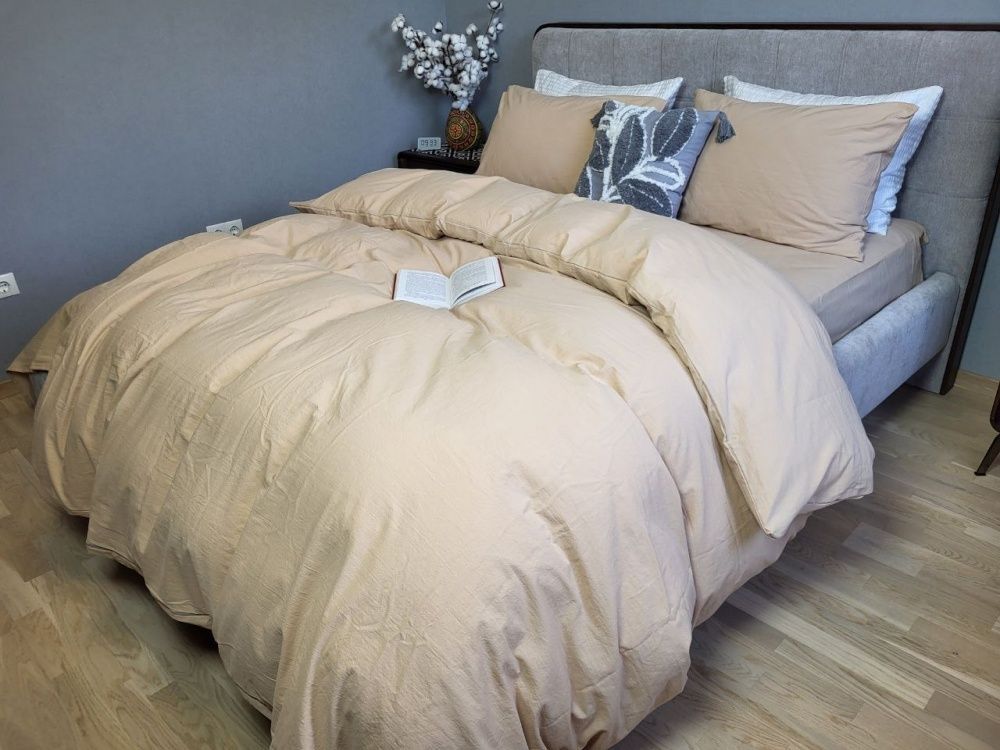 Постельное белье вареный хлопок Комфорт Текстиль Beige, LUXURY Washed