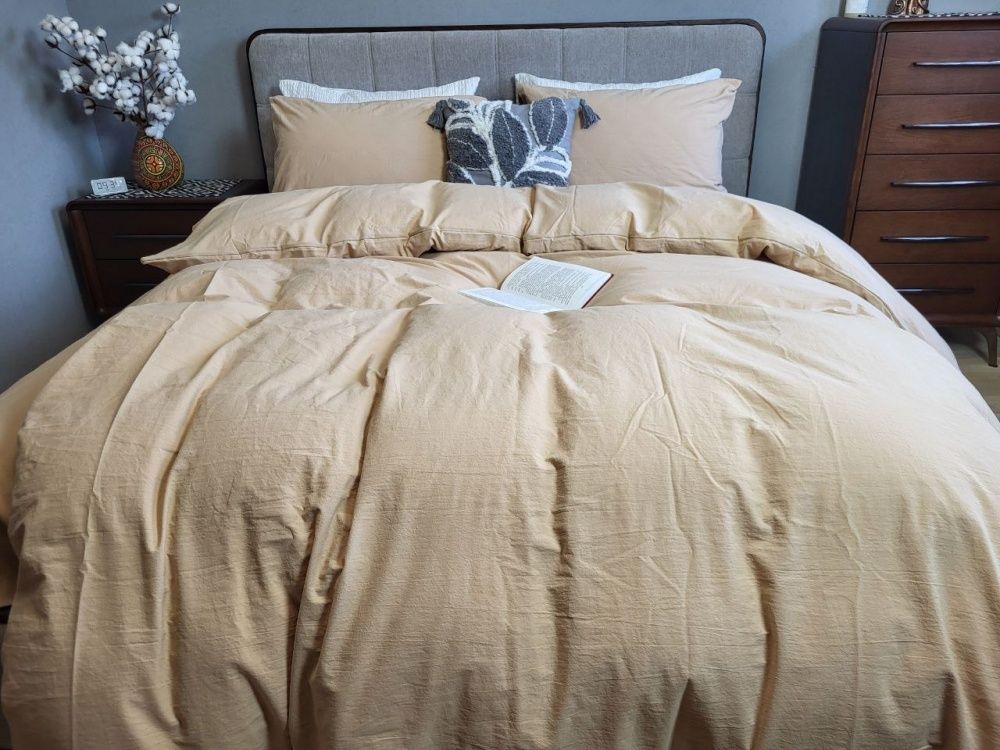 Постельное белье вареный хлопок Комфорт Текстиль Beige, LUXURY Washed