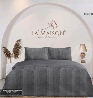 Постільна білизна варена бавовна La Maison Kortez grey