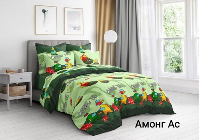 Подростковое постельное белье Комфорт Текстиль бязь Амонг Ас зеленый