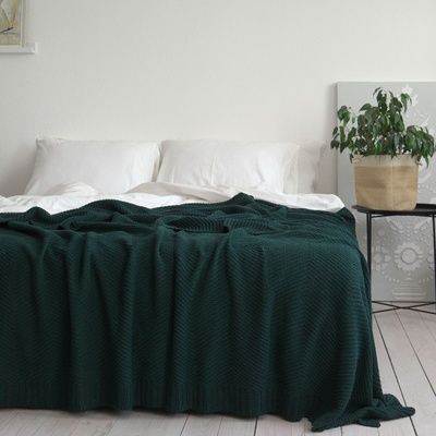 В'язаний плед LaModno WoolCotton Balance Emerald