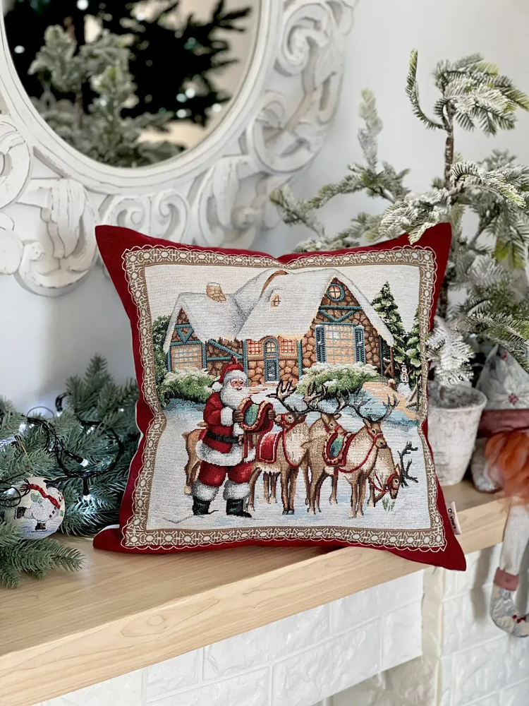 Новорічна наволочка гобелен FROSTY-NV1, 45х45 см